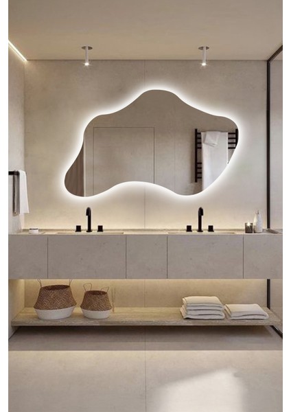Şık Asimetrik Banyo Salon Duvar Aynası - Modern Tasarım indirimleri