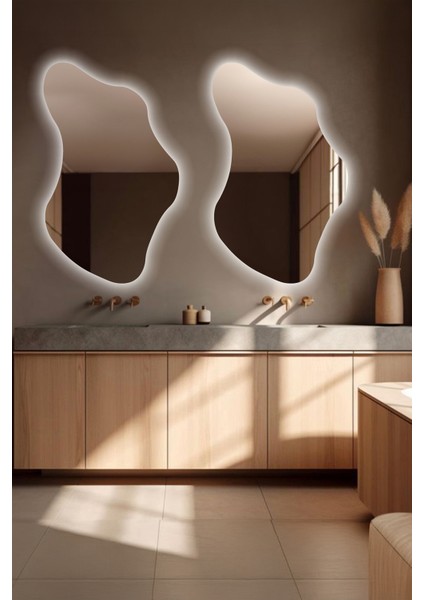 Şık Asimetrik Banyo Salon Duvar Aynası - Modern Tasarım