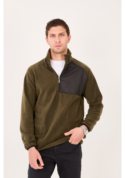 Regular/normal Kesim Dik Yaka Fermuarlı Polar Erkek Sweatshirt - R2642