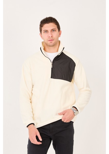 Regular/normal Kesim Dik Yaka Fermuarlı Polar Erkek Sweatshirt - R2642