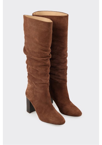 Kahve Deri Kadın Topuklu Çizme fiyatları