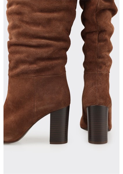 Kahve Deri Kadın Topuklu Çizme fırsatları