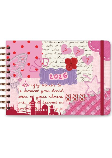 2026 Dikey Haftalık Ajanda – Yatay A5 Formda Spiralli Sert Kapak Haftalık Ajanda 21X15 cm Kolaj modelleri