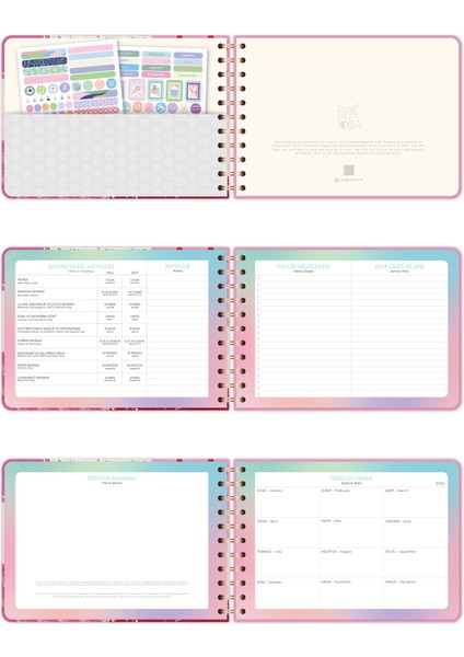 2026 Dikey Haftalık Ajanda – Yatay A5 Formda Spiralli Sert Kapak Haftalık Ajanda 21X15 cm Kolaj indirimleri