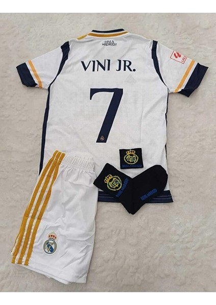 R.madridd 2023-24 Sezon Vini Jr. Iç Saha Çocuk Forması 4'lü Set (Armalı) modelleri