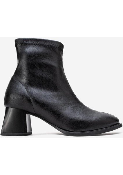 Sade Streçli Küt Burunlu Bot SİYAH CİLT fiyatları