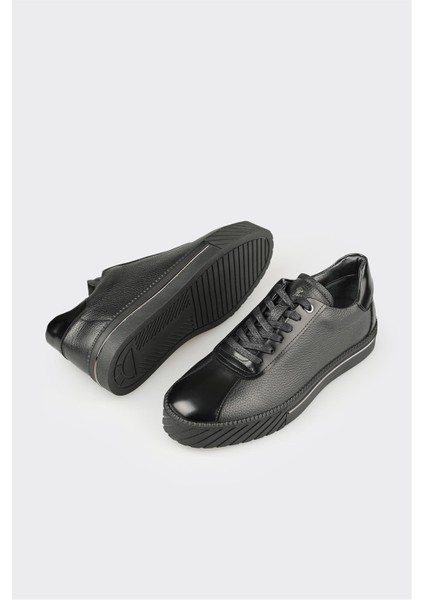 Siyah Deri Erkek Spor Ayakkabı modelleri