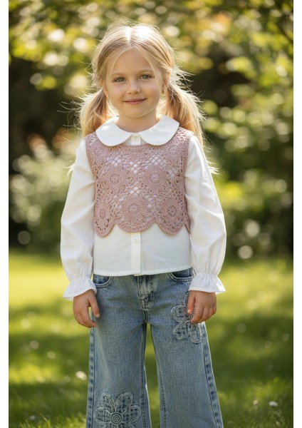 Triko Süveterli Kız Çocuk Kot Pantolonlu Takım modelleri