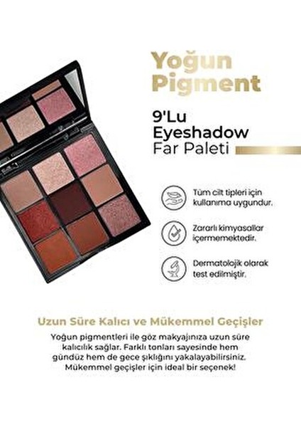 Göz Farı Paleti 9 Renkli Krem Formda Uzun Süre Kalıcı Makyaj İçin fiyatları