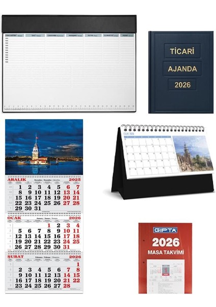 2026 Günlük Ajanda Masa Sümeni Masa Takvim Set-1