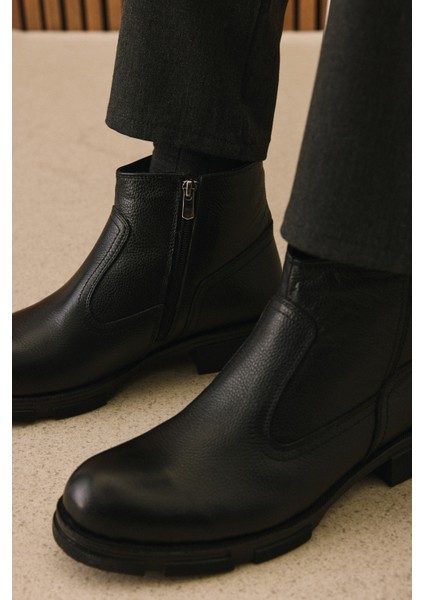 , Erkek Hakiki Deri Kürklü Bot 153999Z044 Siyah fiyatları