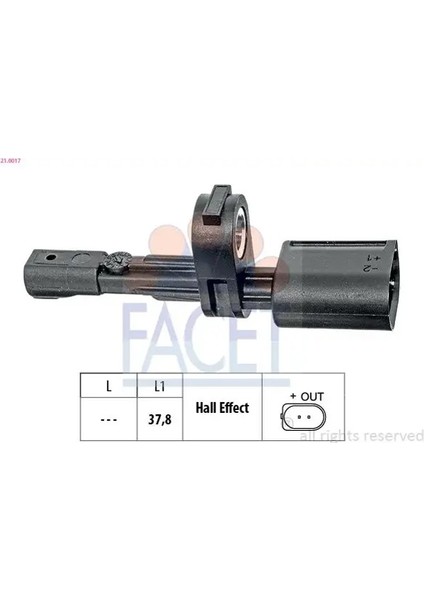 210017 Abs Sensoru Arka 131442 2K0927807 65271200004