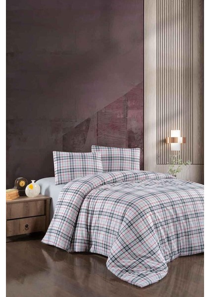 Cotton Collection Flanel R Çift Kişilik Nevresim Takımı Black Red Plaid fiyatları