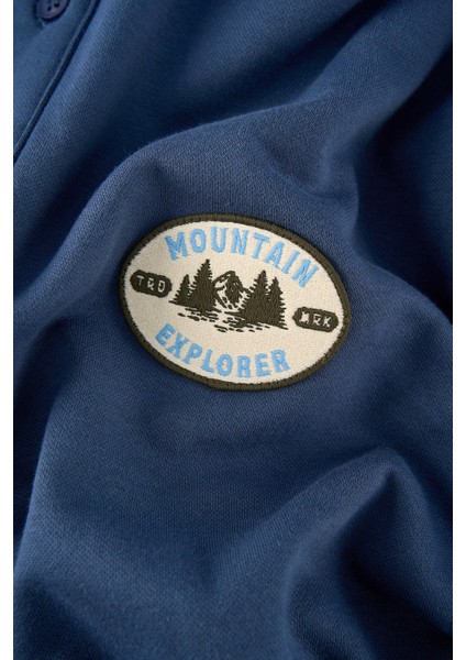Mountain Explorer Soft Touch Polo Yaka Sweatshirt - Mavi fiyatları