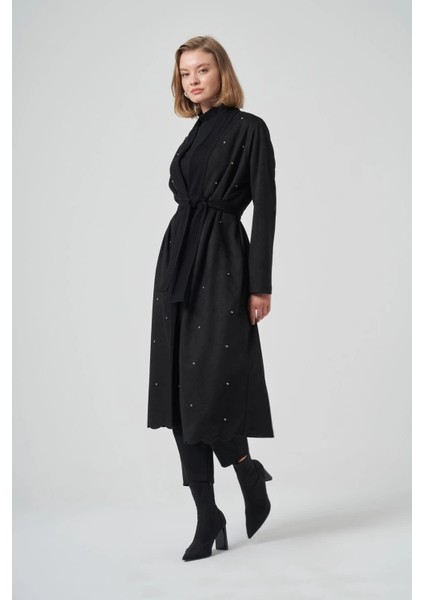 6001 Şal Yaka Taş Işlemeli Kap - Siyah fiyatları