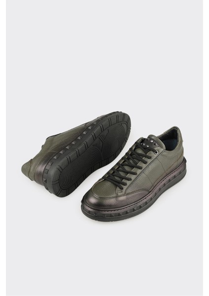 Haki Deri Erkek Spor Ayakkabı modelleri