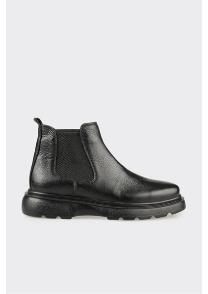 Siyah Deri Erkek Günlük Bot