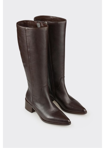 Kahve Deri Kadın Topuklu Çizme fiyatları