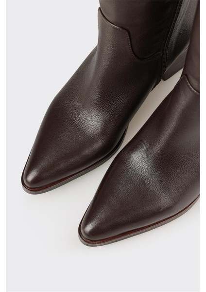 Kahve Deri Kadın Topuklu Çizme fırsatları