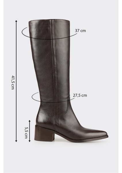 Kahve Deri Kadın Topuklu Çizme indirimleri