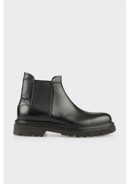 Siyah Deri Erkek Günlük Bot