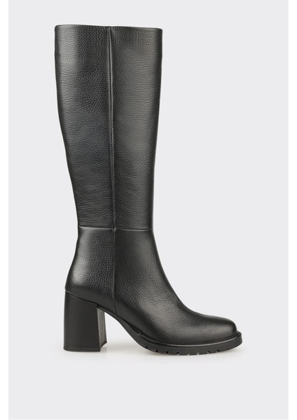 Siyah Deri Kadın Çizme