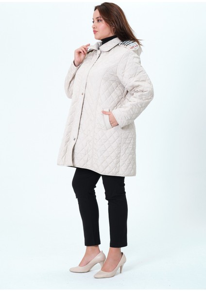 Biricik Kadın Büyük Beden Kapüşonlu Mevsimlik Kapitone Mont/ceket fırsatları