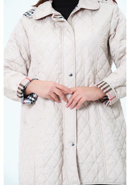 Biricik Kadın Büyük Beden Kapüşonlu Mevsimlik Kapitone Mont/ceket indirimleri