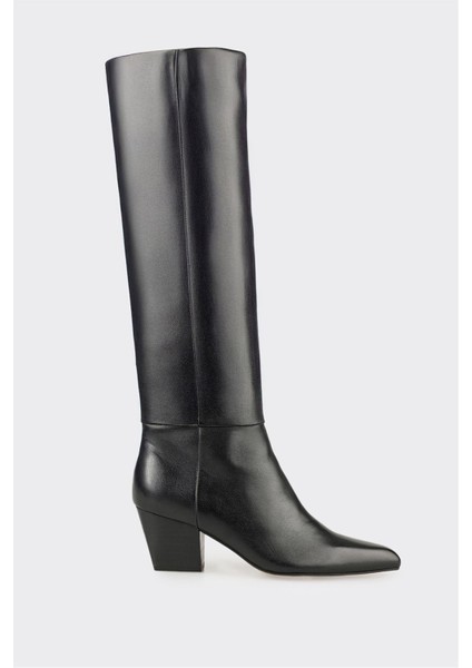 Siyah Deri Kadın Çizme