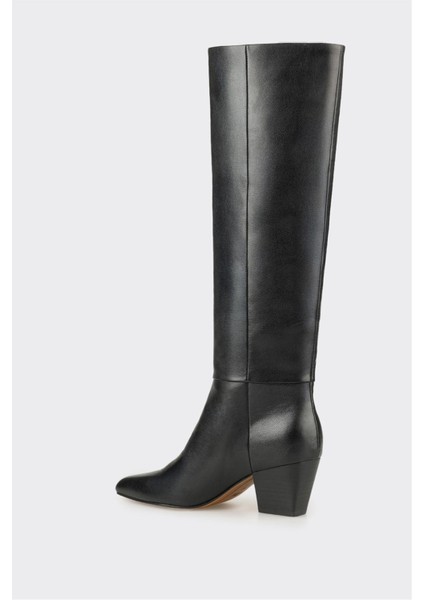 Siyah Deri Kadın Çizme modelleri
