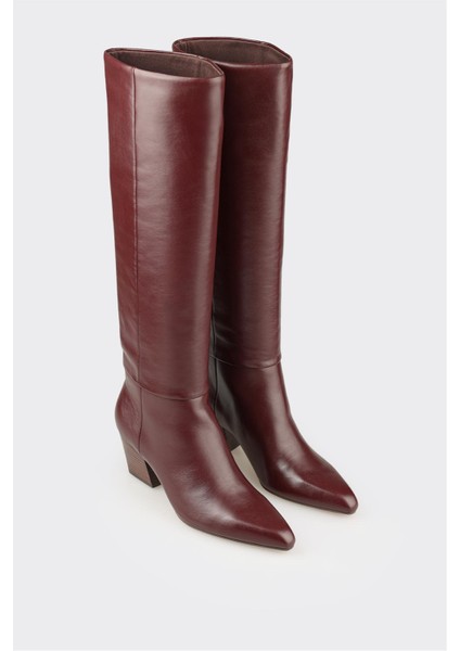 Bordo Deri Kadın Çizme fiyatları