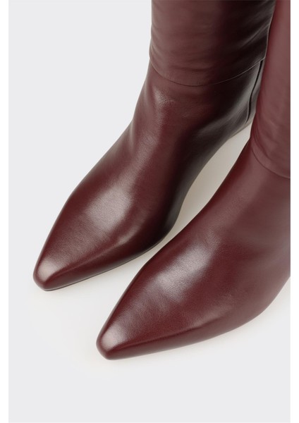 Bordo Deri Kadın Çizme fırsatları