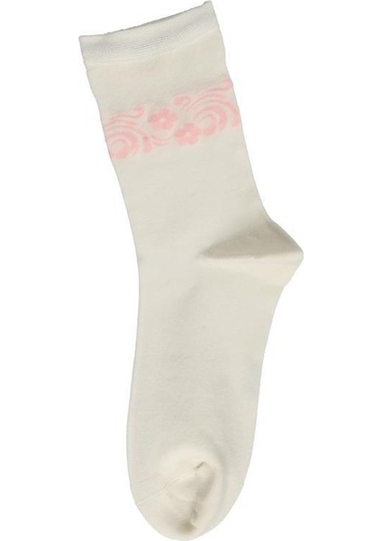 Kadın Premium Dikişsiz Bambu Konç Çiçekli Çorap Ekru fiyatları