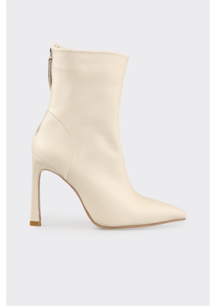 Bej Deri Kadın Klasik Bot