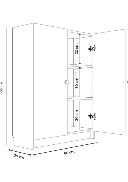 Bili Yatay Kitaplık 3 Raflı 2 Kapaklı Çok Amaçlı Ofis Salon Çalışma Odası Kütüphane Rafı Beyaz modelleri