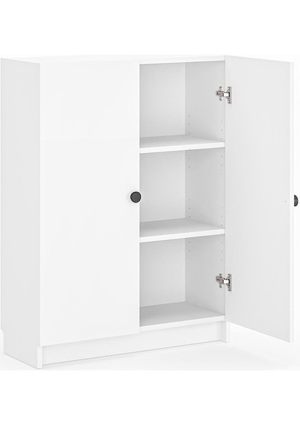 Bili Yatay Kitaplık 3 Raflı 2 Kapaklı Çok Amaçlı Ofis Salon Çalışma Odası Kütüphane Rafı Beyaz fırsatları