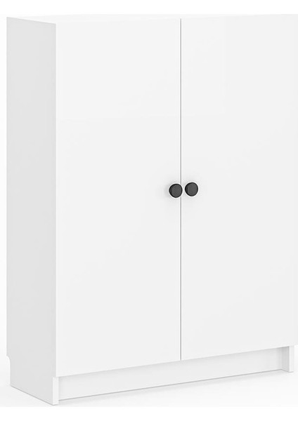 Bili Yatay Kitaplık 3 Raflı 2 Kapaklı Çok Amaçlı Ofis Salon Çalışma Odası Kütüphane Rafı Beyaz