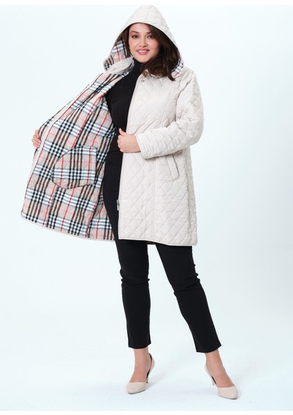 Biricik Kadın Büyük Beden Kapüşonlu Mevsimlik Kapitone Mont/ceket modelleri