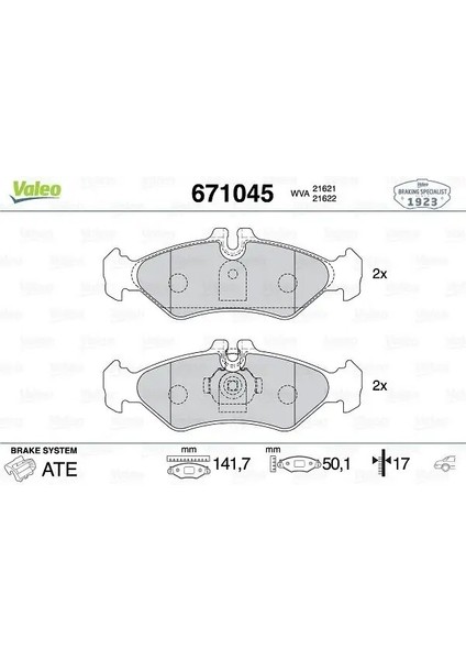 671045 Arka Fren Balatasi 2D0698451A 2D0698451C 2D0698451D
