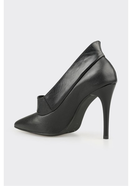 Siyah Deri Kadın Yüksek Topuk Ayakkabı modelleri