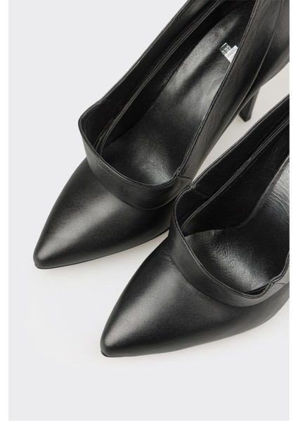 Siyah Deri Kadın Yüksek Topuk Ayakkabı fırsatları