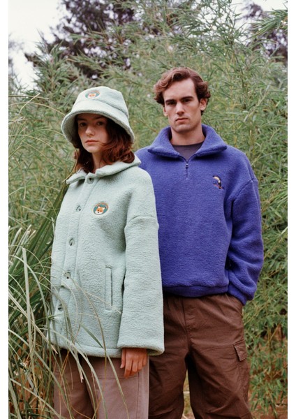 Kızıl Tilki Sherpa Ceket - Mint Yeşili modelleri