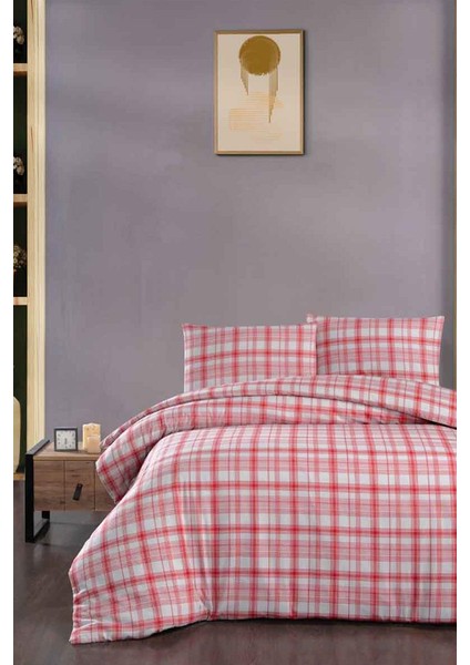Cotton Collection Flanel R Çift Kişilik Nevresim Takımı Ekose Kırmızı fiyatları