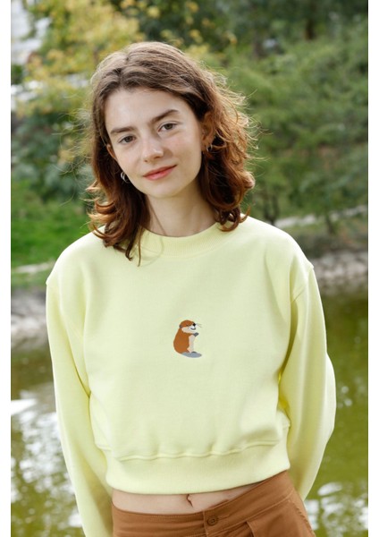 Yavru Kunduz Supersoft Crop Sweatshirt - Sarı