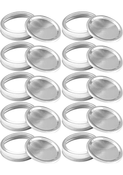 Mason Kavanoz Geniş Ağız Için 10 Adet Konserve Kapakları Bölünmüş Tip Kapak Sızıntı Geçirmez ve Güvenli Kapakları Gümüş 86MM (Yurt Dışından)