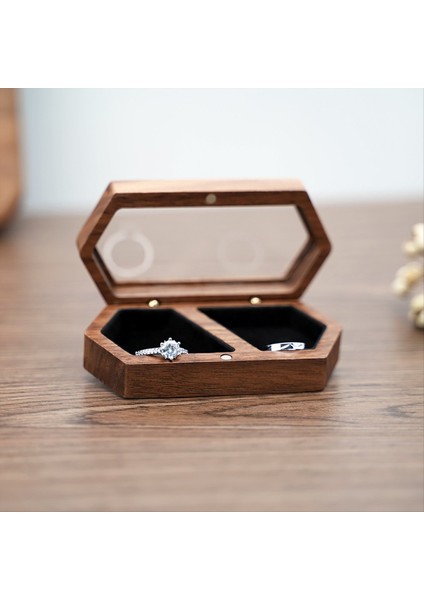 Ahşap Yüzük Kutusu 2slots Yüzük Tutucu Kutu Seyahat Yüzük Küpe Takı Depolama Günlük Organizatör Nişan Düğün Yüzük Kutusu B (Yurt Dışından) fiyatları