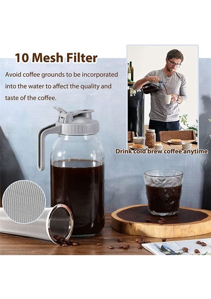 Kahve Makinesi Cam Sürahi Pour Spout Saplı Kapak Buzlu Kahve Filtresi Limonata Buz Çayı Meyve Içecekleri ile 32OZ (Yurt Dışından) fiyatları