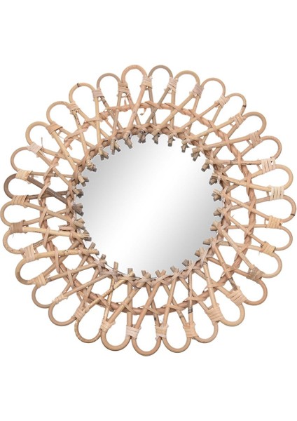 40CM Nordic Hasır Duvara Monte Ayna Rattan Yuvarlak Pansuman Ayna Ev Oturma Odası Banyo Dekor Dekor Duvar Asma Ayna (Yurt Dışından)