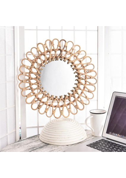 40CM Nordic Hasır Duvara Monte Ayna Rattan Yuvarlak Pansuman Ayna Ev Oturma Odası Banyo Dekor Dekor Duvar Asma Ayna (Yurt Dışından) modelleri