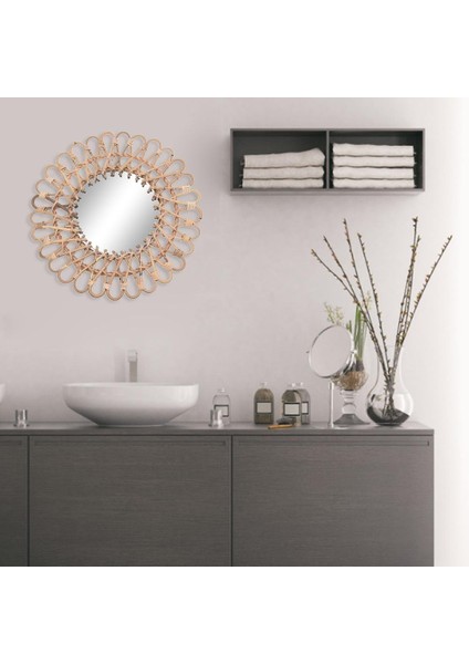 40CM Nordic Hasır Duvara Monte Ayna Rattan Yuvarlak Pansuman Ayna Ev Oturma Odası Banyo Dekor Dekor Duvar Asma Ayna (Yurt Dışından) fırsatları